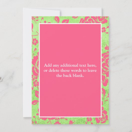 Roze Groen Wit Bloemen Sip en Zie Uitnodiging (Achterkant)