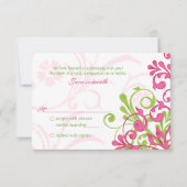 Roze Groen Witte Abstracte Bloem Bruiloft RSVP Kaa (Voorkant)
