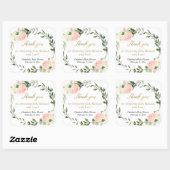 Roze groen witte bloemige aquarel elegant vierkante sticker (Vel)