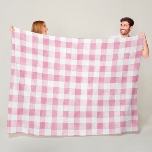 Roze Groen Witte Gekeperde Strepen Fleece Deken (In situ)