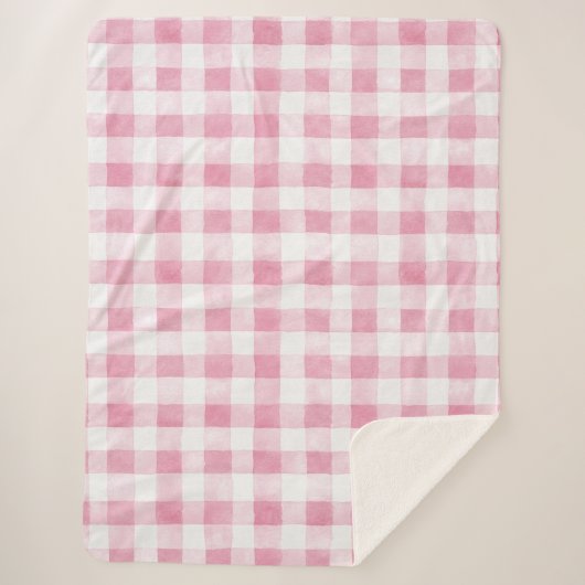 Roze Groen Witte Gestreepte Plaid  Sherpa Deken (Voorkant)