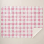 Roze Groen Witte Gestreepte Plaid  Sherpa Deken (Voorkant (horizontaal))