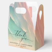 Roze Groen Zonnig Ocean Beach Zomer Party Bruiloft Bedankdoosjes (Geopend)