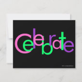 Roze, Groen, Zwart Blok Verjaardagsfeestuitnodigin Kaart (Achterkant)