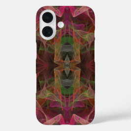 Roze, Groen & Zwart Fractal telefoonhoesje iPhone 16 Hoesje