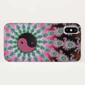 Roze Groen Zwart Fractal Yin-Yang iPhone X Hoesje (Achterkant (horizontaal))