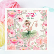 Roze & Groene Aangepaste Ballerina Verjaardag