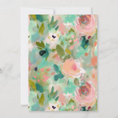 Roze & Groene Abstracte Bloem Bruiloft Feest Kaart (Achterkant)