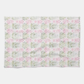 Roze Groene Abstracte Bloem Theedoek (Horizontaal)