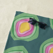 Roze groene Abstracte cirkels op maat Strandlaken (In situ)