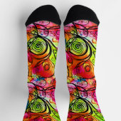 Roze groene Abstracte Floral Swirls Sokken (Top)