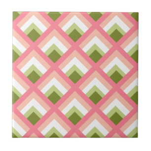 Roze groene Abstracte geometrische Design Kleur Tegeltje