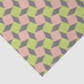 Roze groene Abstracte geometrische Ikat Square Pat Tissuepapier (Detail)