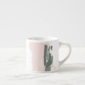 Roze & Groene Abstracte Kwaststreken Monogram Naam Espresso Kop (Rechts)