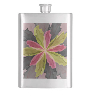 Roze groene anthracite Fantasy Flower Fractal Art Flacon