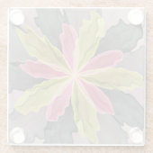 Roze groene anthracite Fantasy Flower Fractal Art Glazen Onderzetter (Achterkant)