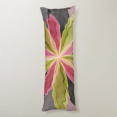 Roze groene anthracite Fantasy Flower Fractal Art Lichaamskussen (Achterkant (Verticaal))