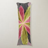 Roze groene anthracite Fantasy Flower Fractal Art Lichaamskussen (Voorkant Verticaal)