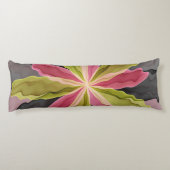 Roze groene anthracite Fantasy Flower Fractal Art Lichaamskussen (Achterkant)