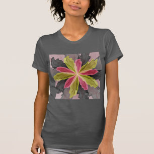 Roze groene anthracite Fantasy Flower Fractal Art T-shirt