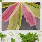 Roze groene anthracite Fantasy Flower Fractal Art Theedoek (Gevouwen)