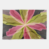 Roze groene anthracite Fantasy Flower Fractal Art Theedoek (Horizontaal)