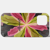 Roze groene anthracite Fantasy Flower Fractal Name Case-Mate iPhone Case (Achterkant (horizontaal))