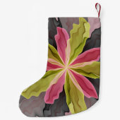 Roze groene anthracite Fantasy Flower Fractal Name Kleine Kerstsok (Achterkant)
