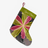 Roze groene anthracite Fantasy Flower Fractal Name Kleine Kerstsok (Voorkant (Hangend))