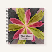 Roze groene anthracite Fantasy Flower Fractal Name Notitieboek (Voorkant)