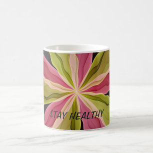 Roze groene anthracite Fantasy Flower Fractal Text Koffiemok