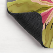 Roze groene anthracite Fantasy Flower Fractal Text Muismat (Hoek)