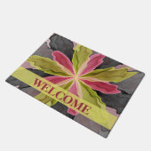 Roze Groene Antraciet Bloem Fractal Welkom Deurmat (Schuin)