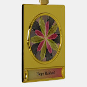 Roze groene antracite Fantasy Flower Custom Verguld Banner Ornament (Rechts)