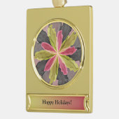 Roze groene antracite Fantasy Flower Custom Verguld Banner Ornament (Links)