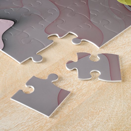 Roze groene antracite Fantasy Flower Name Legpuzzel (Zijkant)