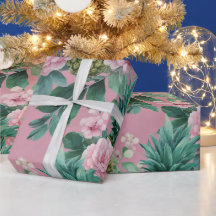 Roze Groene Aquarel Bloemige Ananas Patronen