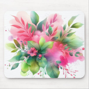 Roze Groene Aquarel Botanische Bloei Muismat
