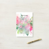 Roze Groene Aquarel Botanische Bloei Post-it® Notes (Op bureau)