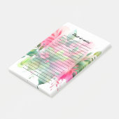 Roze Groene Aquarel Botanische Bloei Post-it® Notes (Schuin)