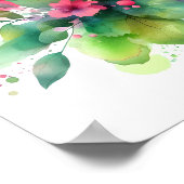 Roze groene aquarel botanische bloei poster (Hoek)