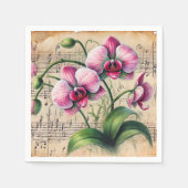 Roze & Groene Aquarel Orchideeën Découpage Servet (Voorkant)