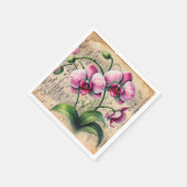 Roze & Groene Aquarel Orchideeën Découpage Servet (Hoek)