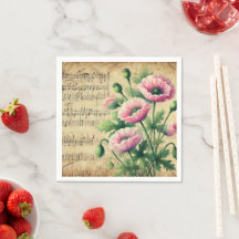Roze & Groene Aquarel Poppies Découpage