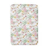 Roze Groene Aquarel Wilde Bloem Badmat (Voorkant Verticaal)