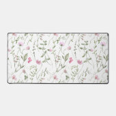Roze Groene Aquarel Wilde Bloem Bureaumat (Voorkant)