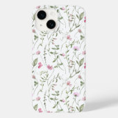Roze Groene Aquarel Wilde Bloem Case-Mate iPhone Case (Achterkant)