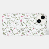 Roze Groene Aquarel Wilde Bloem Case-Mate iPhone Case (Achterkant (horizontaal))