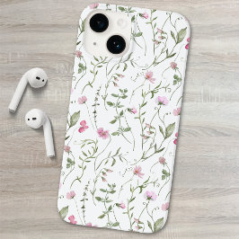 Roze Groene Aquarel Wilde Bloem Case-Mate iPhone 14 Hoesje