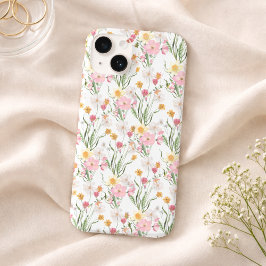 Roze Groene Aquarel Wilde Bloem Case-Mate iPhone 14 Hoesje